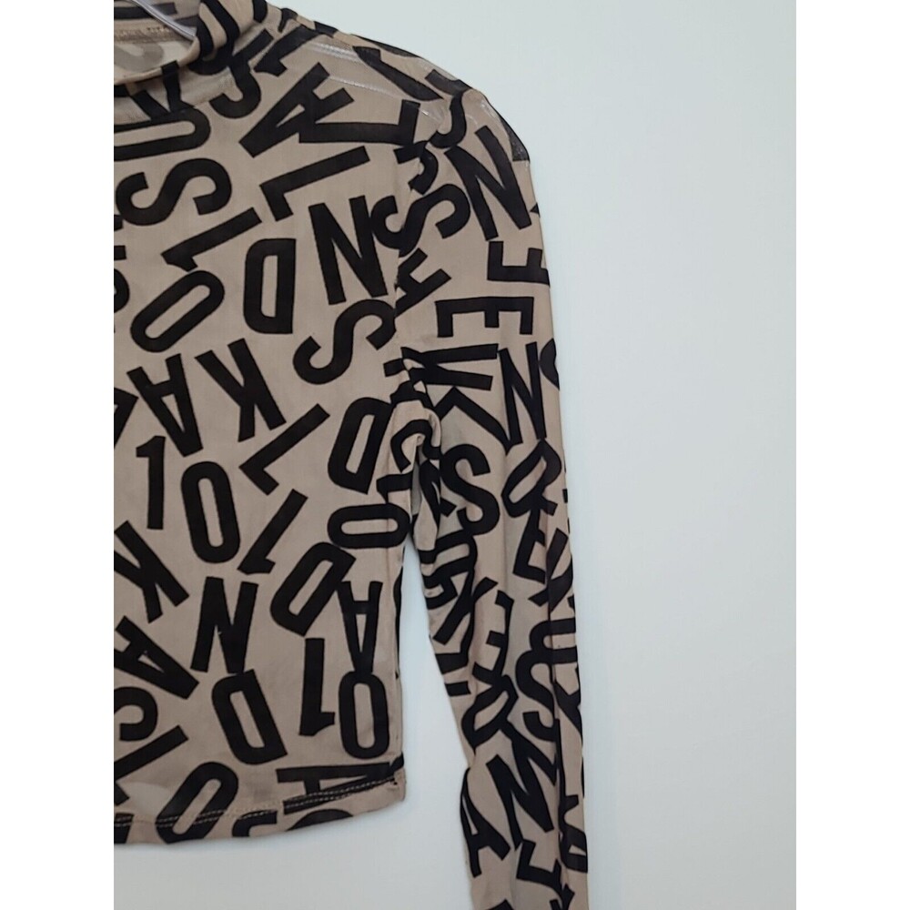 Shein Semi Sheer Letter Print Top Medium - Picture 3 of 9